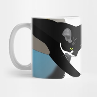 Cute Tuxedo Cat needs a bigger Igloo bed Copyright TeAnne Mug